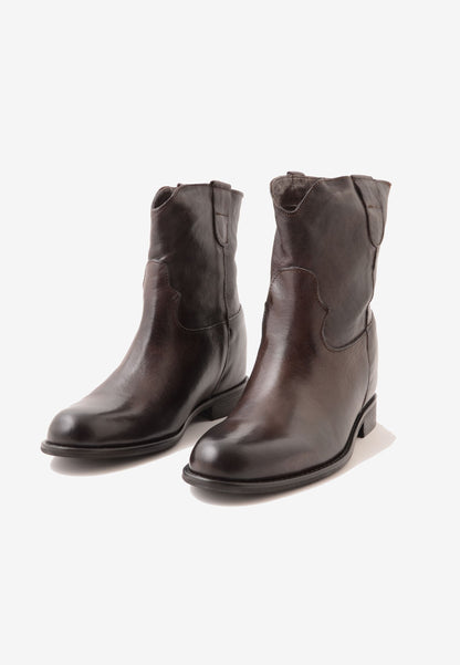DIVINE FOLLIE - Stivaletto In Pelle Lavata Moro