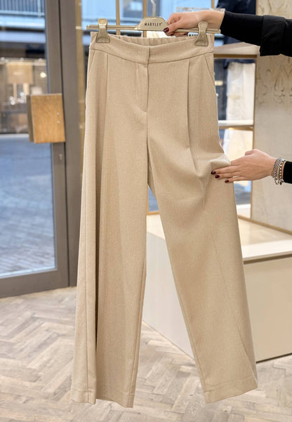 MARYLEY - Pantalone A Palazzo Spinato Sabbia