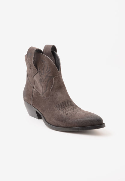 DIVINE FOLLIE - Stivaletto Texano Velour Carbone
