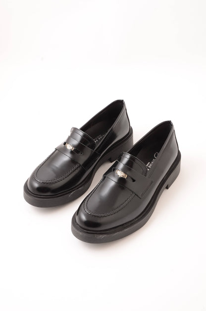 DIVINE FOLLIE - Mocassino In Pelle Spazzolata Nero