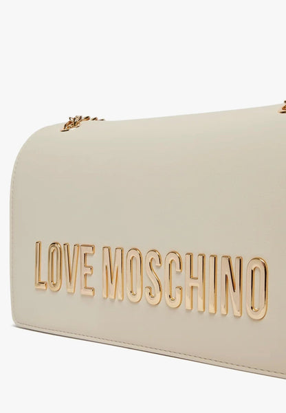 LOVE MOSCHINO - Borsa A Spalla Lettering Soft Touch Avorio