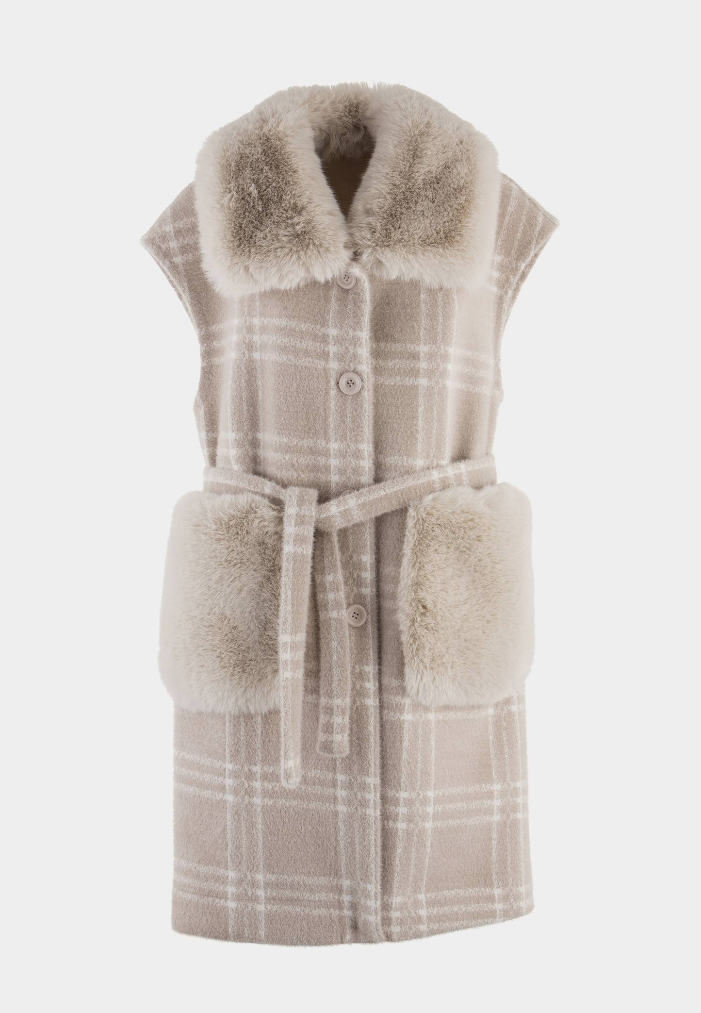 ALEX MAX - Gilet Con Eco pelliccia Reverse Panna