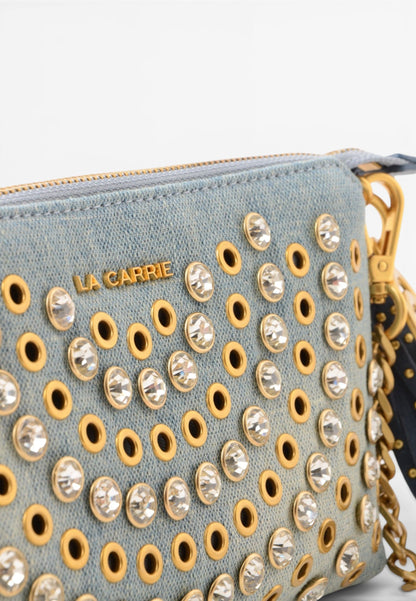LA CARRIE - Portafoglio Pochette Strass Andromeda CANVAS Jeans