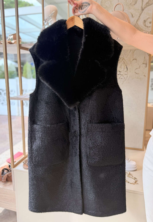 ALEX & MAX - Gilet Ecopelliccia Reverse Nero