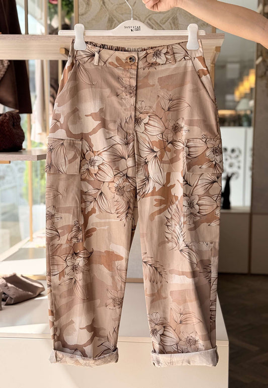 SUSY STAR CURVY - Pantalone Cargo Hawaii Beige