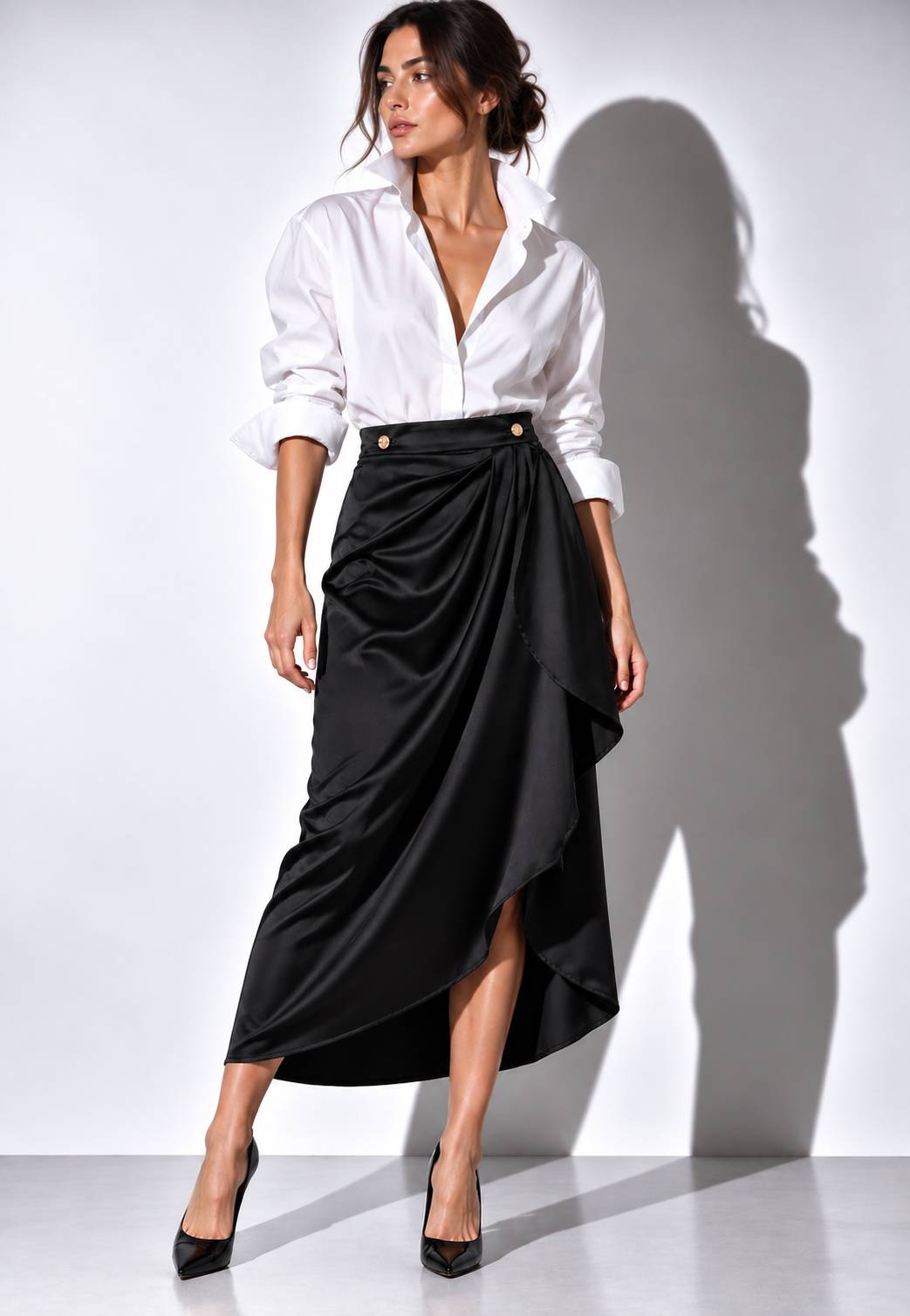MINERVA - Gonna Petalo In Raso Nero