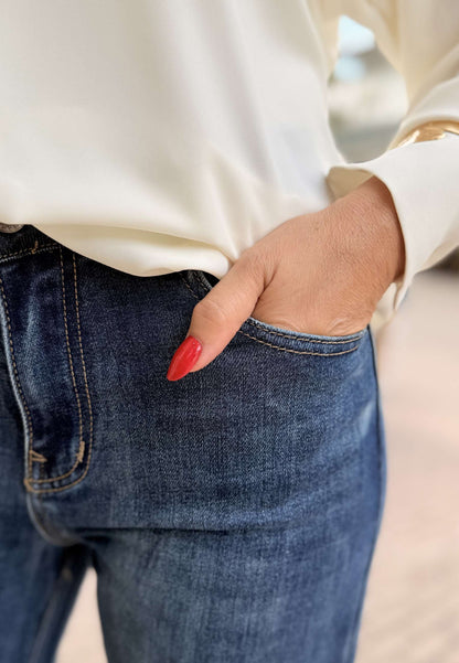 LE STREGHE - Jeans A Zampa Blu