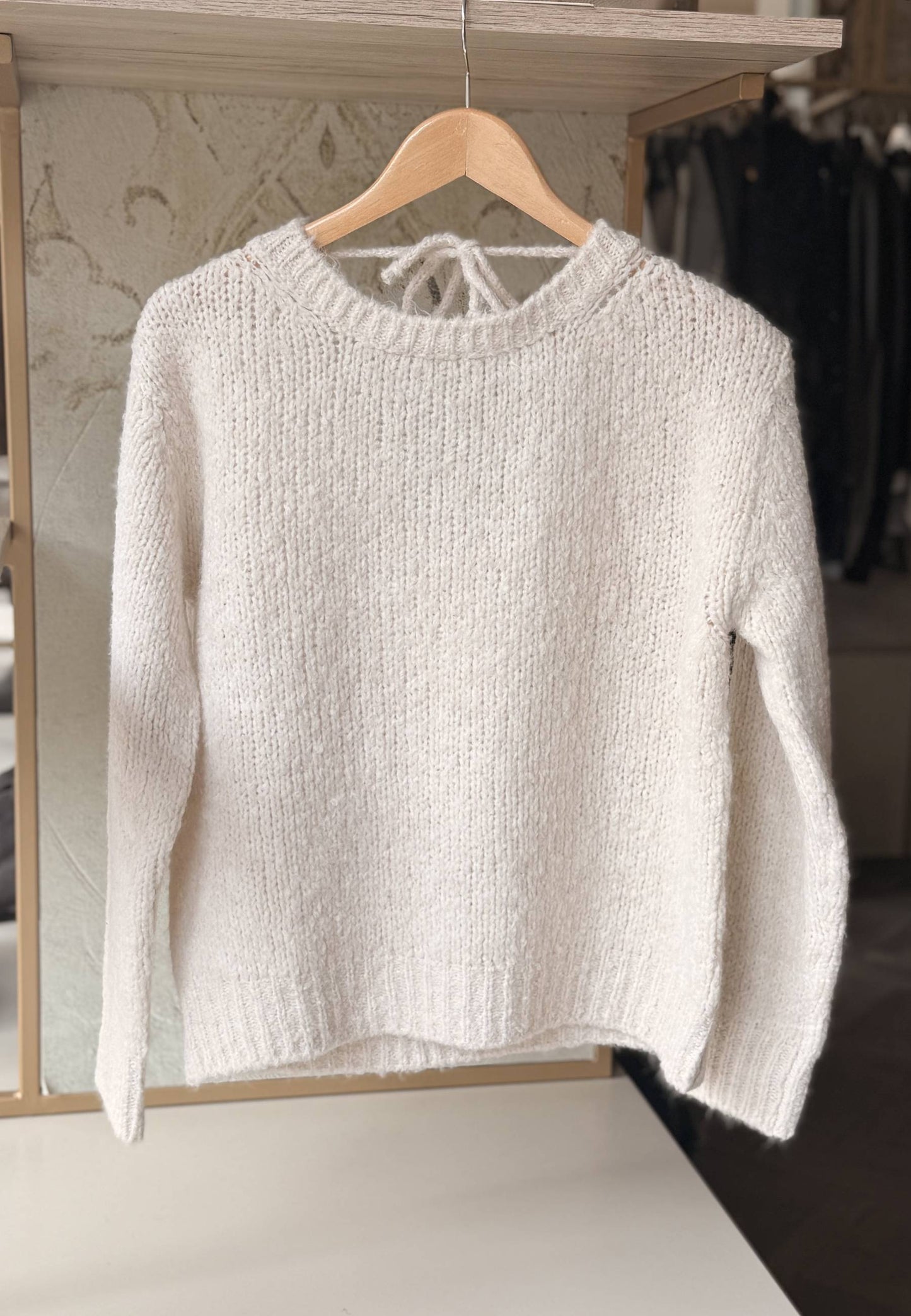 MOTEL - Maglione Scollo V Pizzo Panna