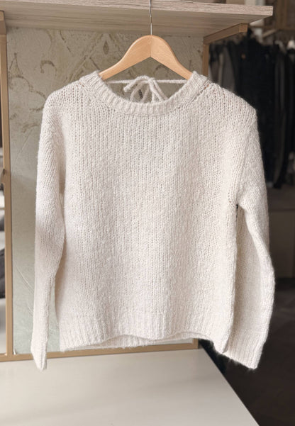 MOTEL - Maglione Scollo V Pizzo Panna