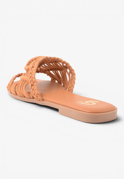 GOLD&GOLD - Ciabattina Macramè Camel