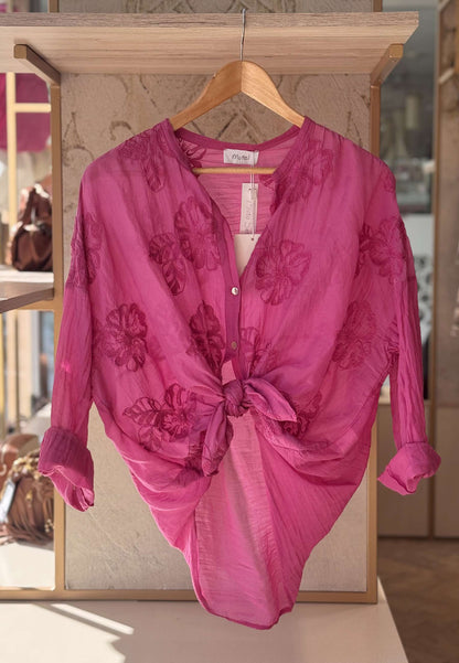MOTEL - Camicia con Ricamo Magenta
