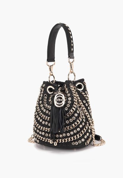 LA CARRIE - Secchiello Mirror Raffia Nero
