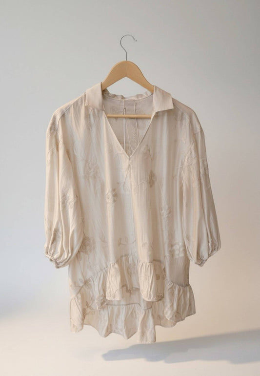MINERVA - Camicia Scollo A V Beige
