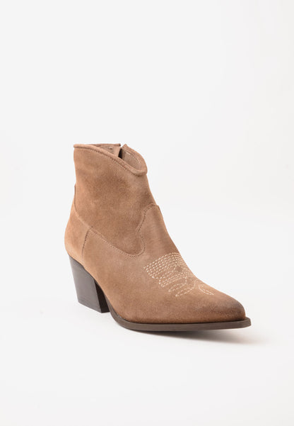 DIVINE FOLLIE - Stivaletto Ricamo Camoscio Taupe