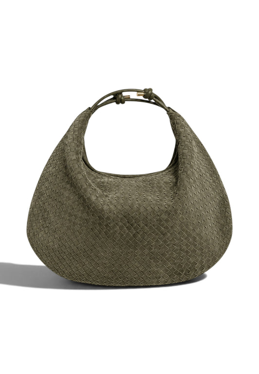 NUNZIA - Hobo Bag Scamosciata Verde Bosco