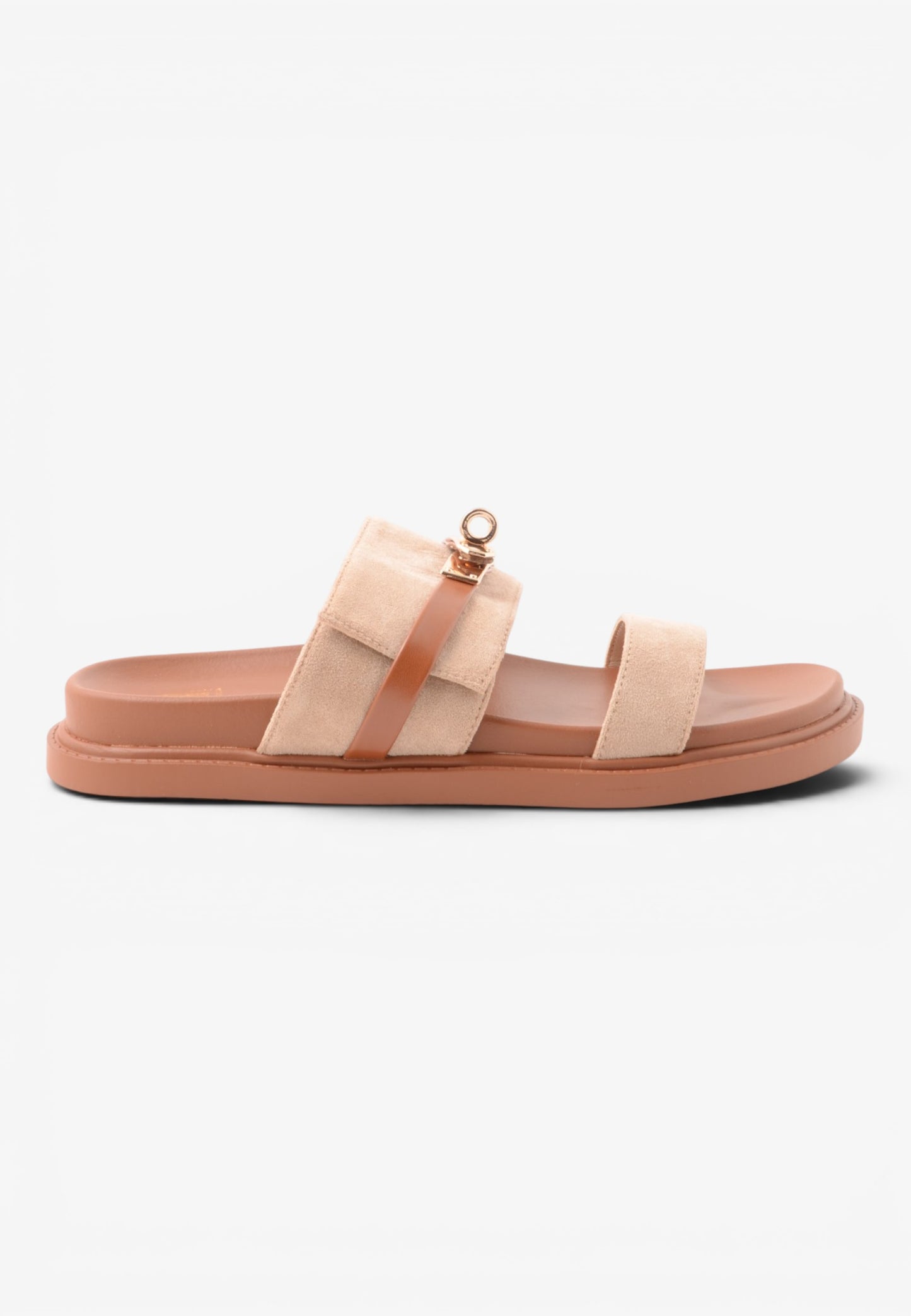 GOLD&GOLD - Sandalo Slide In Suede Con Doppia Fascia Beige