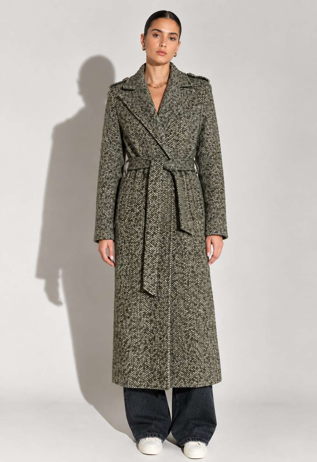MOTEL - Cappotto Herringbone Verde
