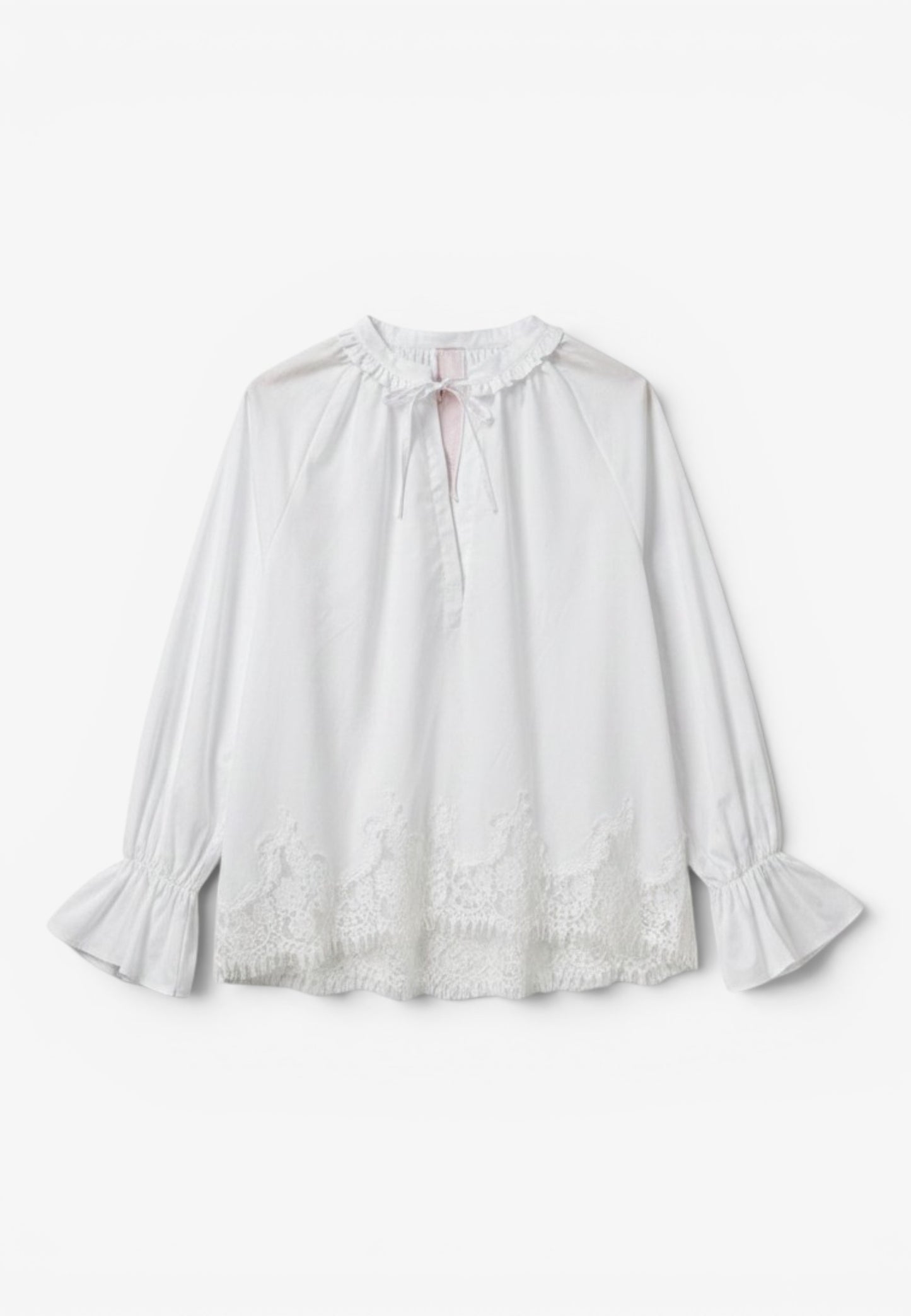 MINERVA - Blusa Bohémien Con Pizzo Bianca
