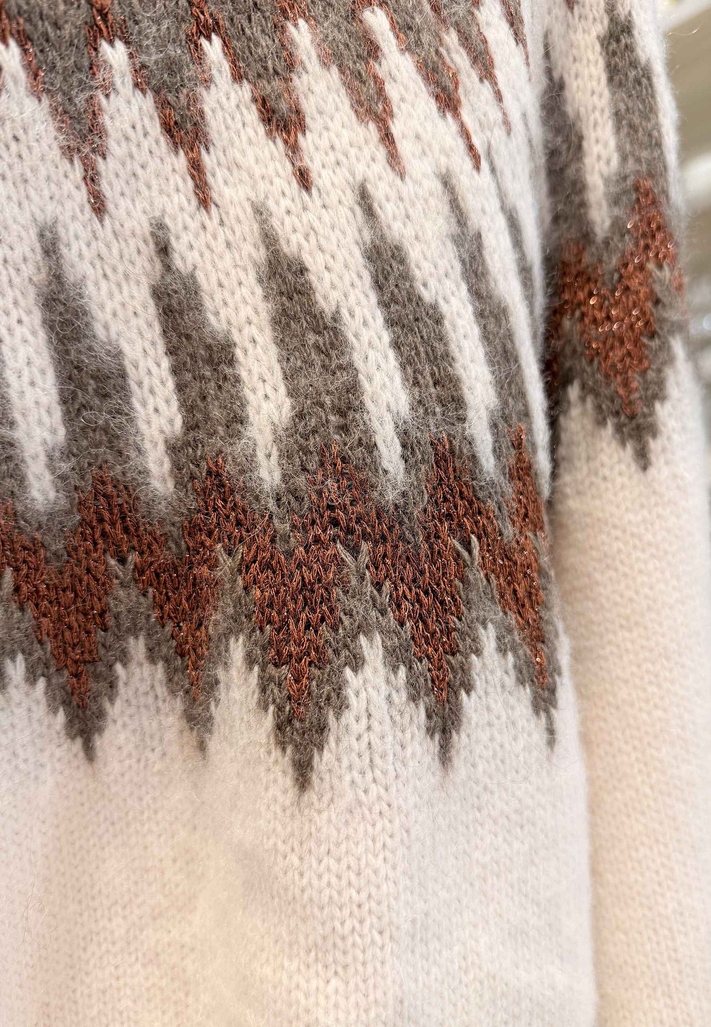 MOTEL - Maglione Girocollo Jacquard Panna