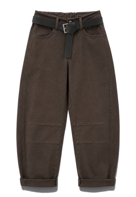 LE STREGHE - Jeans Barrel Bull Denim Moro