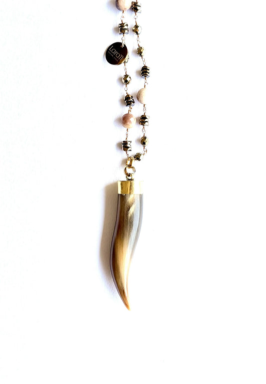 LARA11 - Collana Lunga Corno SAVAGE BROWN
