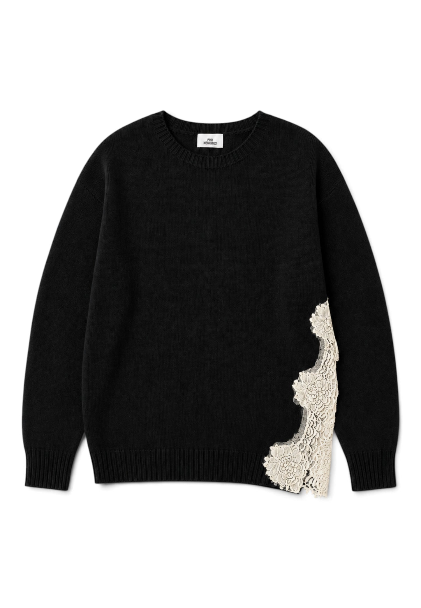 PINK MEMORIES - Maglione Girocollo Con Pizzo Nero