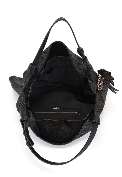 LA CARRIE - Shopping Bag Soft In Raffia Nero