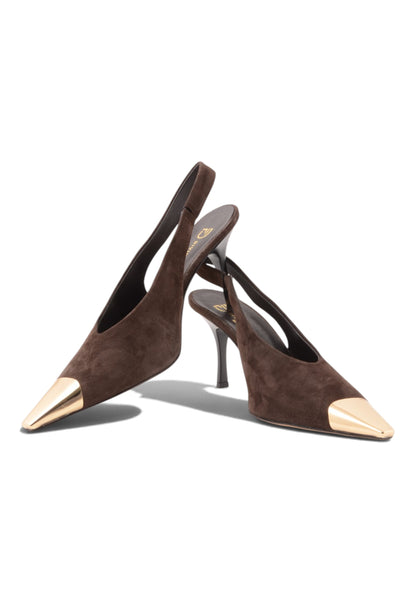 DIVINE FOLLIE - Slingback Scamosciate con Tacco Stiletto Moro