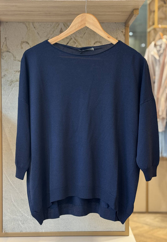 SUSY STAR CURVY - Maglia Fluida Girocollo Blu