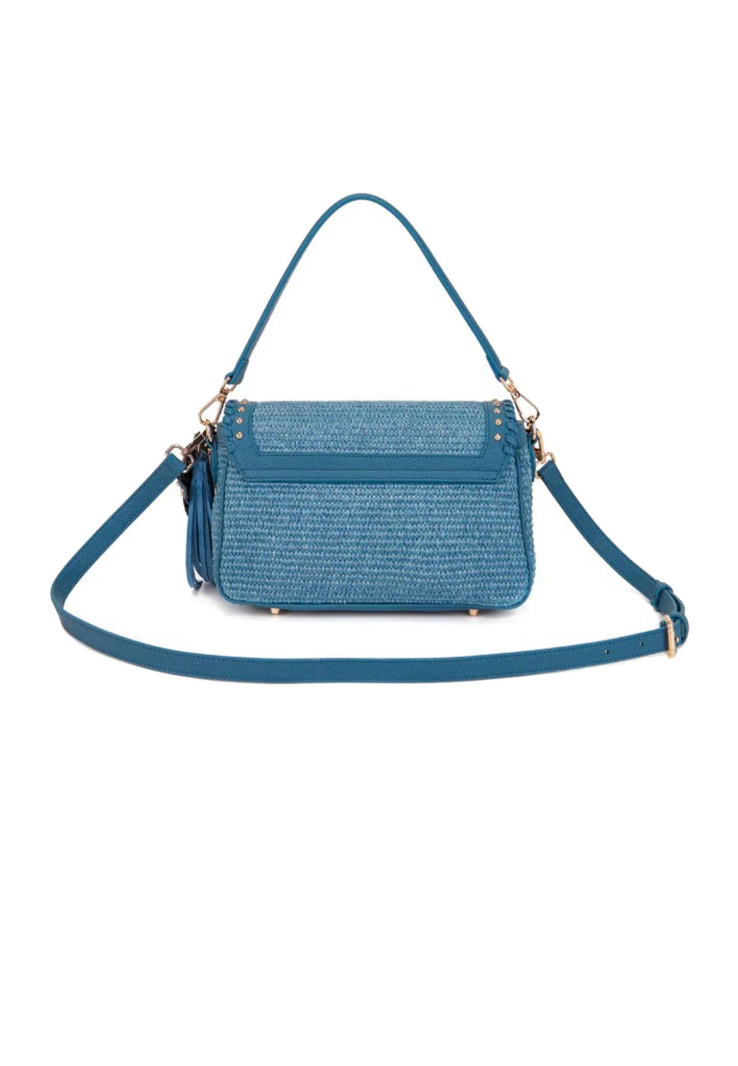 LA CARRIE - Borsa A Spalla In Raffia Azzurro