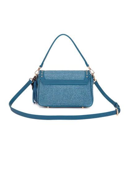 LA CARRIE - Borsa A Spalla In Raffia Azzurro
