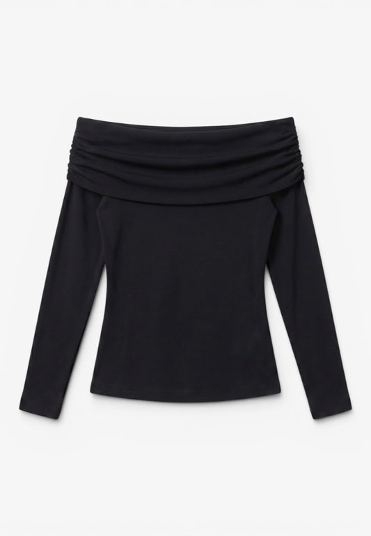 MINERVA - Maglia Scollo a Barchetta Nero