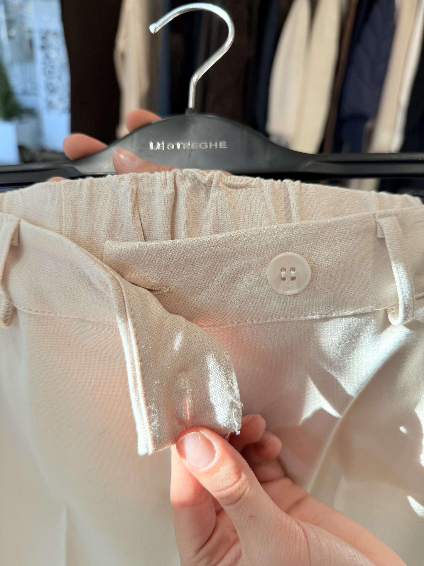 LE STREGHE - Pantalone Spacco Laterale Avorio