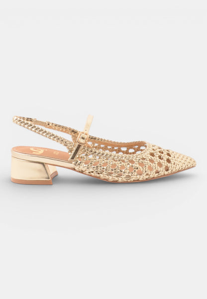 GOLD&GOLD - Slingback Con Tacco Traforata Oro
