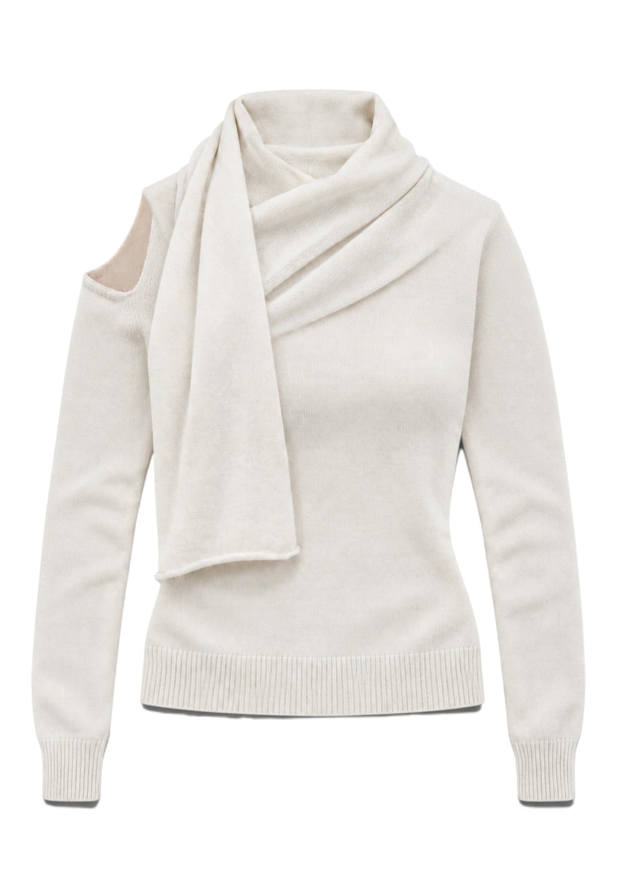 MOTEL - Maglia Collo Foulard Panna