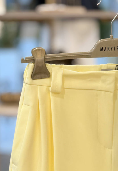 MARYLEY - Pantalone Barrel Fluido Giallo Chiaro