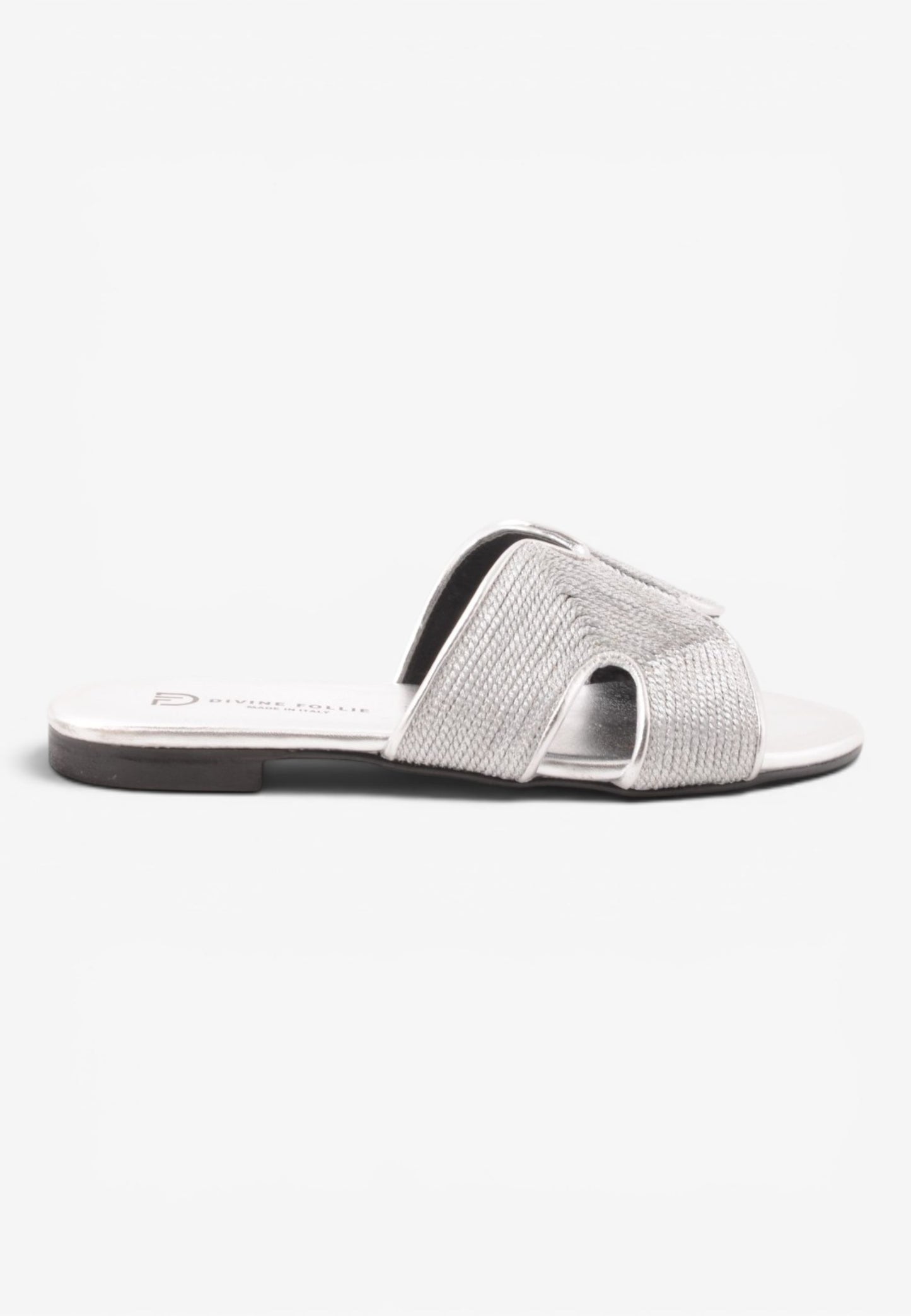 DIVINE FOLLIE - DIVINE FOLLIE - Ciabattina Bassa Flat con Fascia Sagomata a "H" Argento