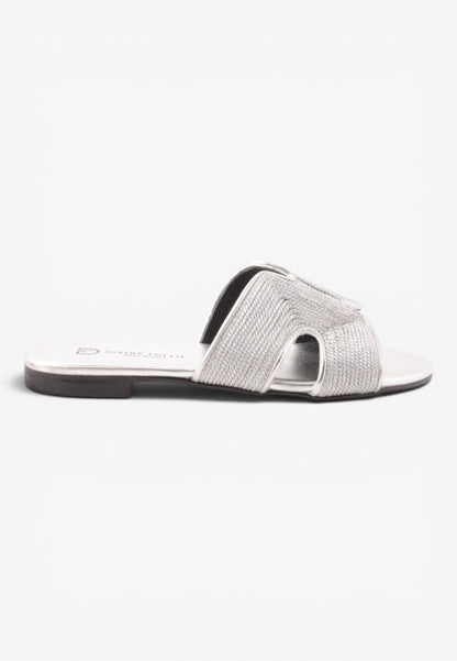 DIVINE FOLLIE - DIVINE FOLLIE - Ciabattina Bassa Flat con Fascia Sagomata a "H" Argento