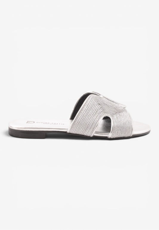 DIVINE FOLLIE - DIVINE FOLLIE - Ciabattina Bassa Flat con Fascia Sagomata a "H" Argento