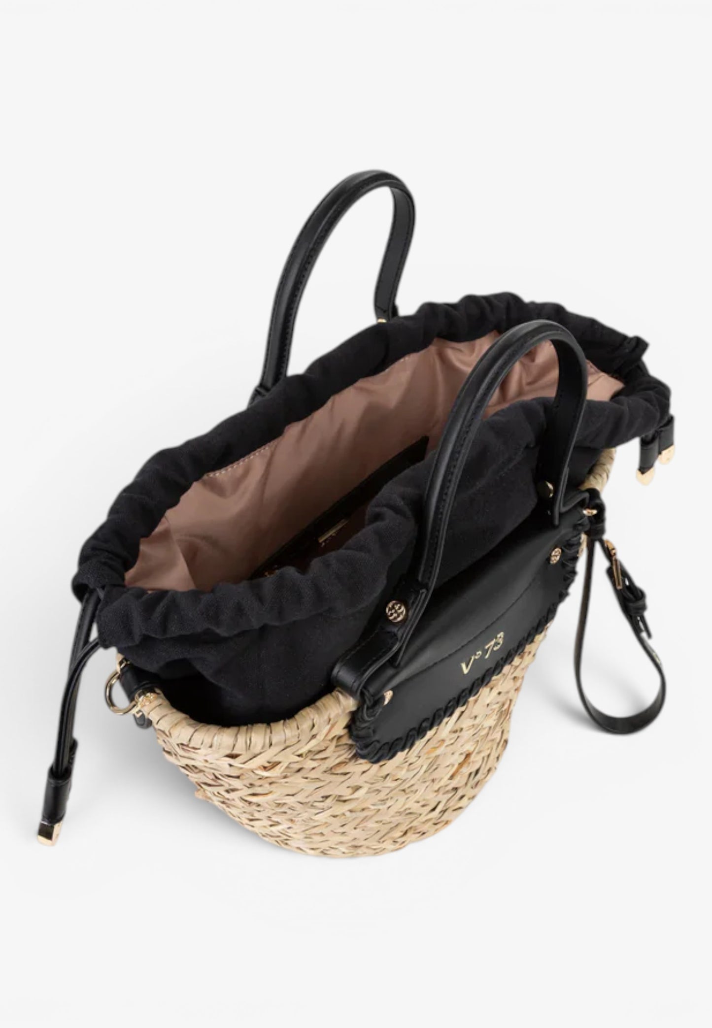 V73 - Borsa In Paglia Vanna Nero/Natur