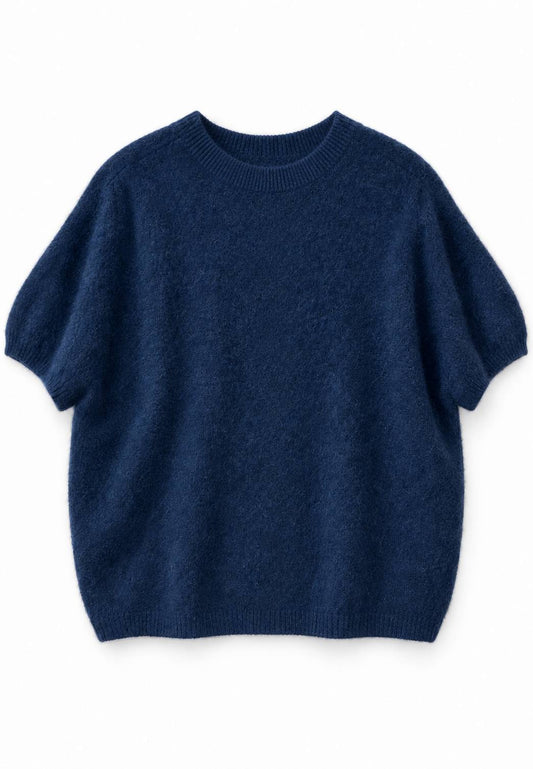 NUNZIA - Maglioncino Bottoncino Strass Navy