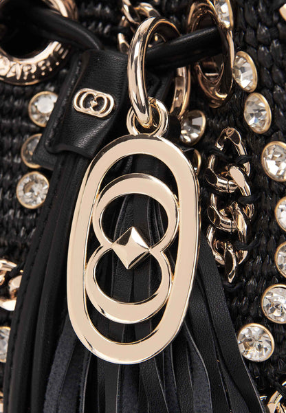 LA CARRIE - Secchiello Mirror Raffia Nero