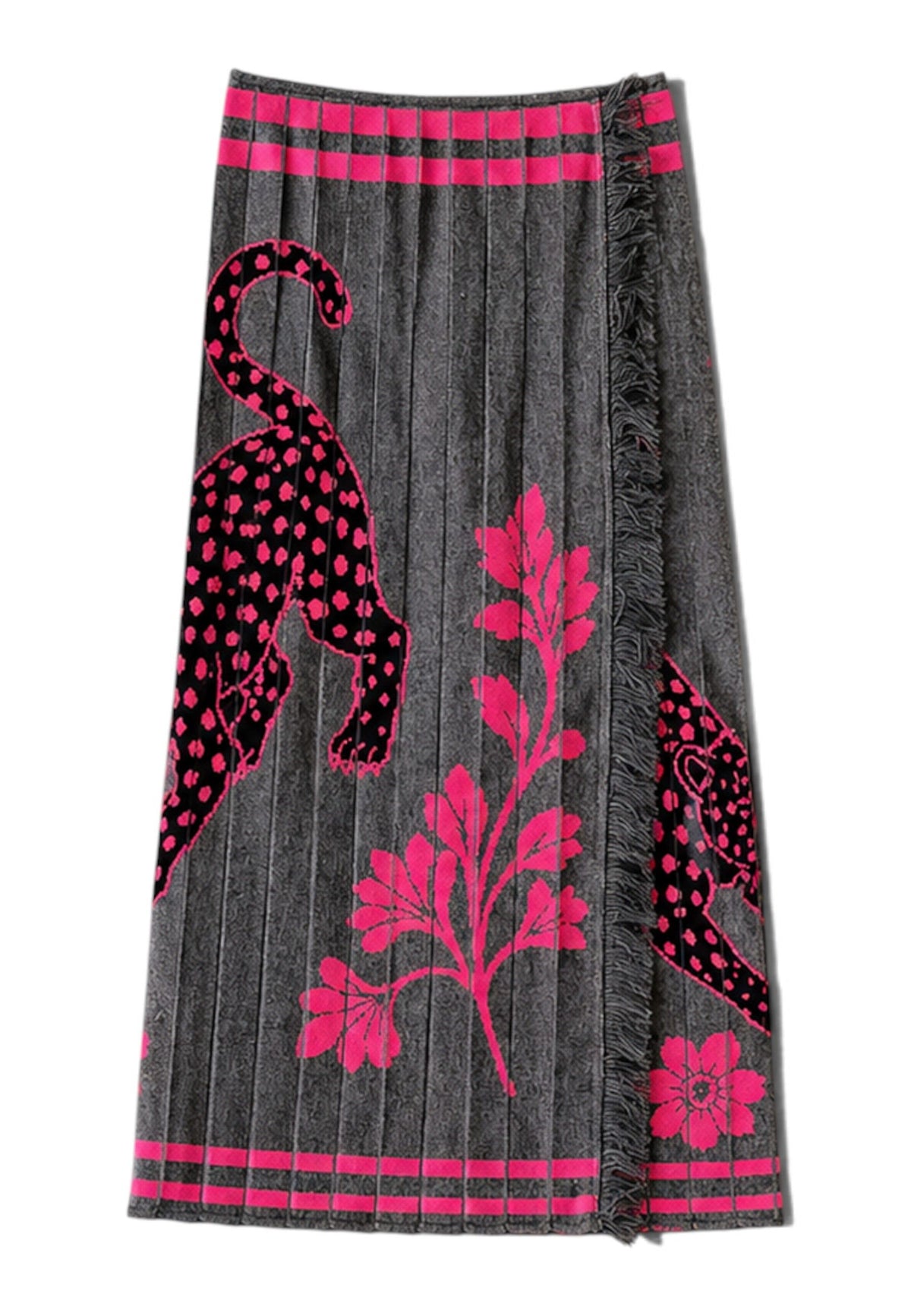 MOTEL - Gonna Midi In Maglia Tigre Grigio