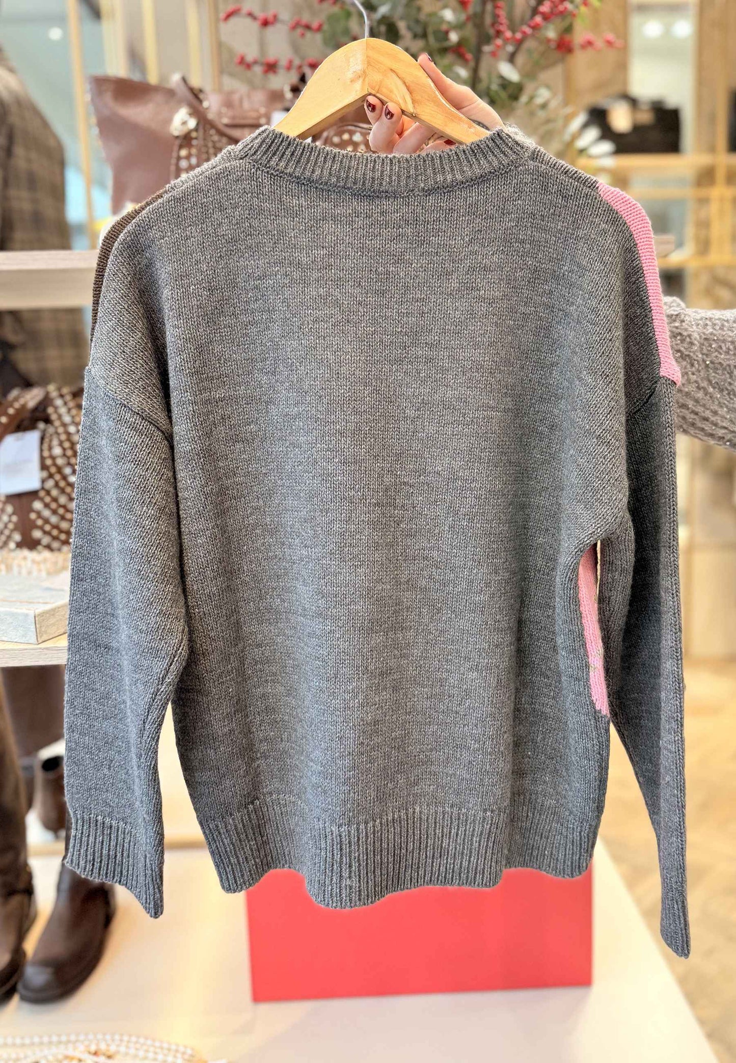 MOTEL - Pullover Rombi Rosa Lime