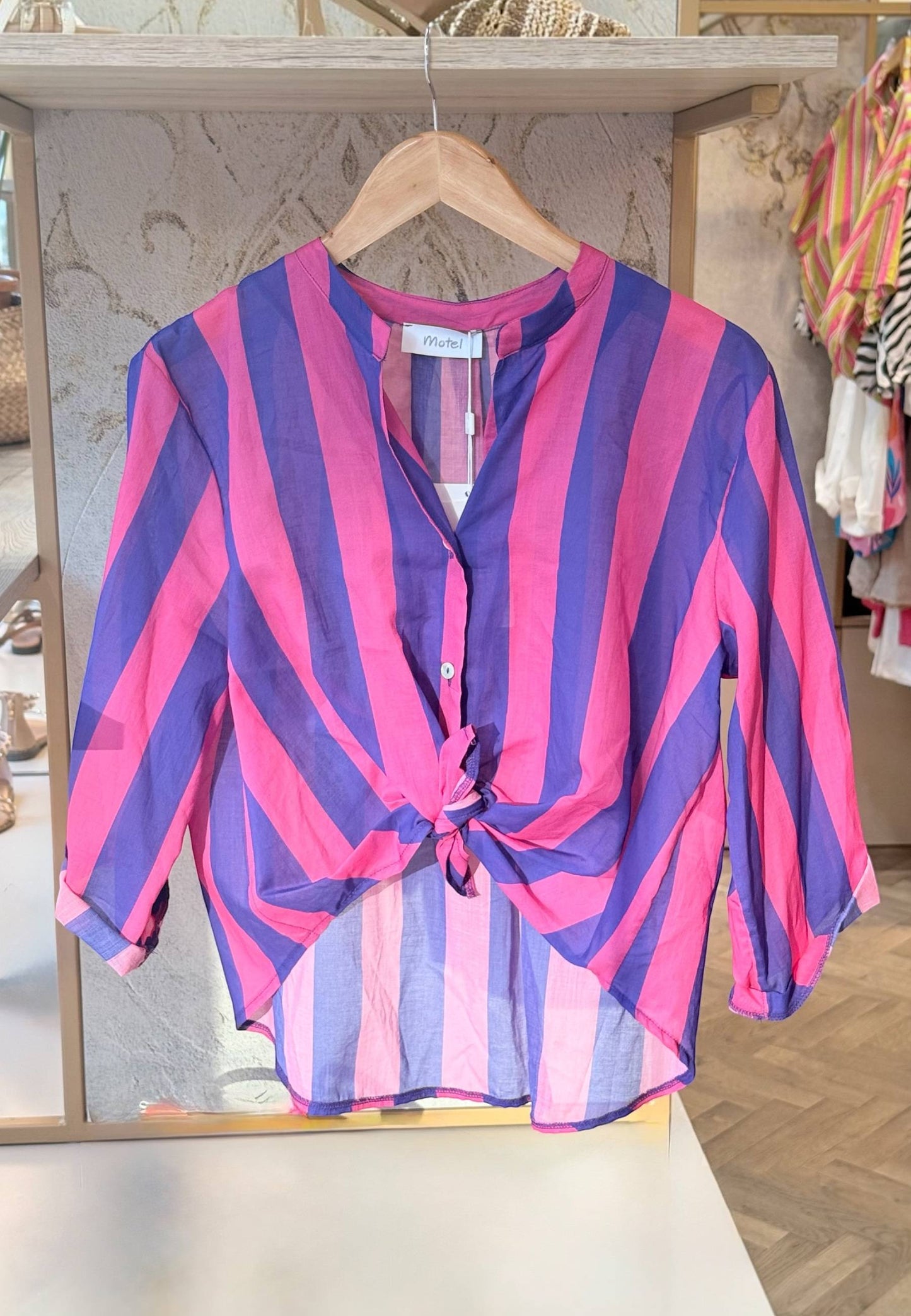 MOTEL - Camicia A Righe Fucsia