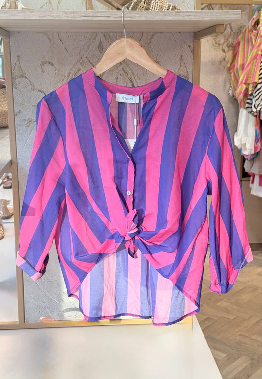MOTEL - Camicia A Righe Fucsia