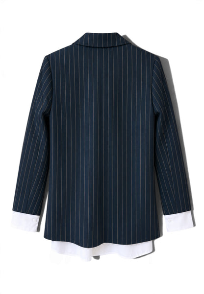 MOTEL - Blazer Gessato Con Marabù Blu