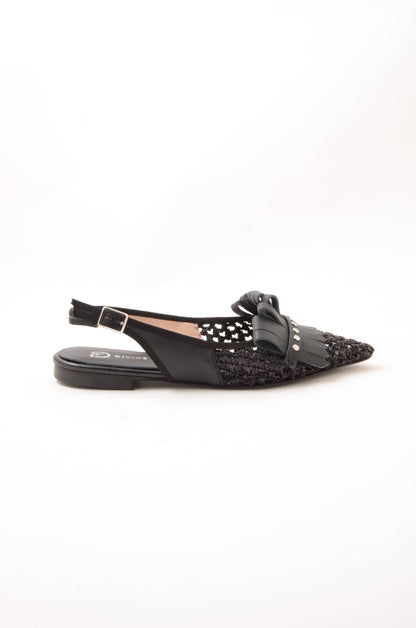 DIVINE FOLLIE - Slingback Raffia Nero