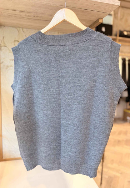 LE STREGHE - Gilet Bottoni In Maglia Grigio