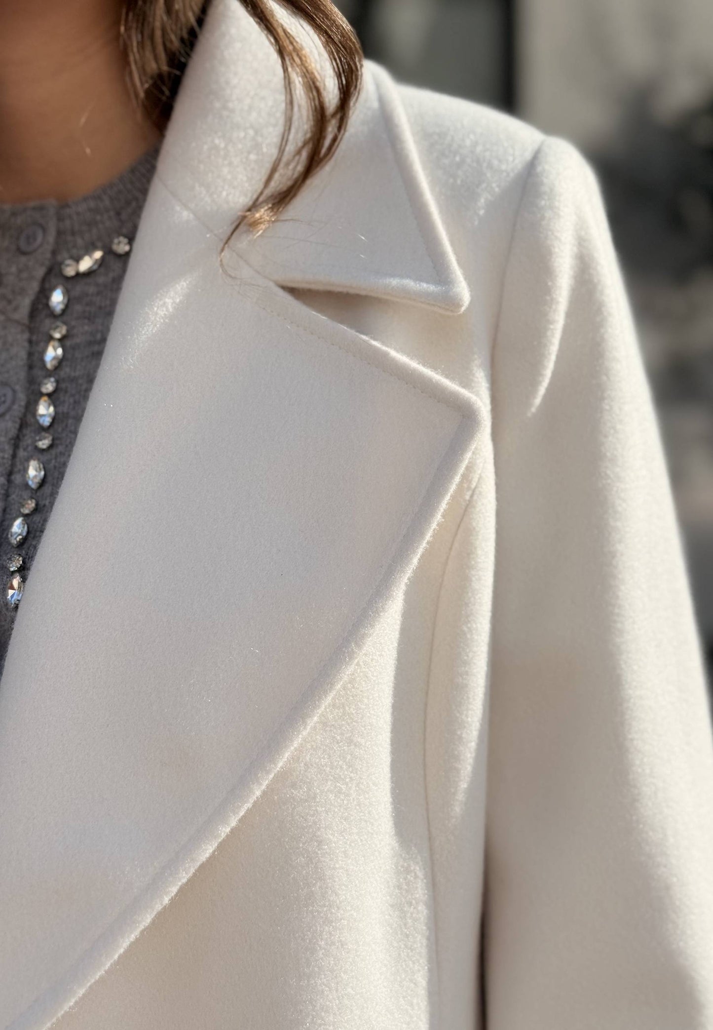 LE STREGHE - Cappotto Lungo Monopetto Latte